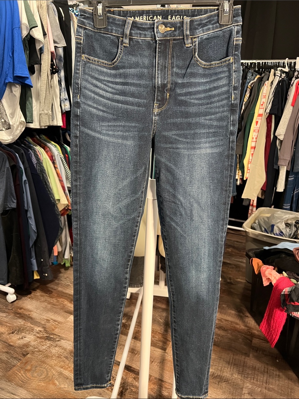 American Eagle Outfitters Women's Dark Blue High-Rise Jeggings